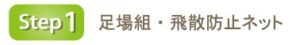 step1 足場組・飛散防止ネット